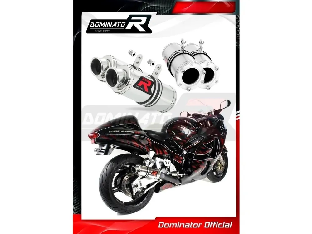 Laděný výfuk DOMINATOR SUZUKI GSXR 1300 HAYABUSA 99-07 KULATÉ KONCOVKY KRÁTKÉ GP1 Cenově Výhodný