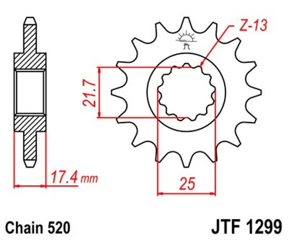 Řetězové kolečko JT JTF 1299-14 14 zubů, 520 Sleva