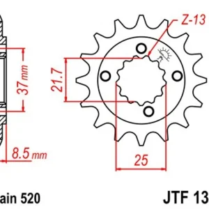 Řetězové kolečko JT JTF 1309-15 15 zubů, 520 Akce