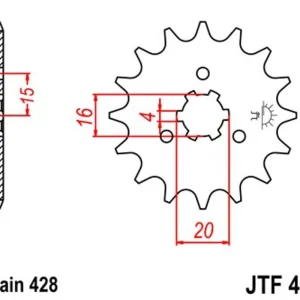 Akční Cena Řetězové kolečko JT JTF 418-15 15 zubů, 428