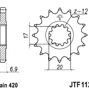 Akční Cena Řetězové kolečko JT JTF 1120-12 12 zubů, 420