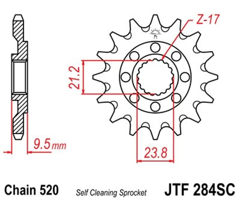 Řetězové kolečko JT JTF 284-13SC 13 zubů, 520 Samočistící, Nízká hmotnost Výhodná Nabídka